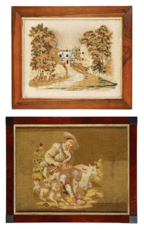 Lot image - Needlework Picture; Together with Another Needlework