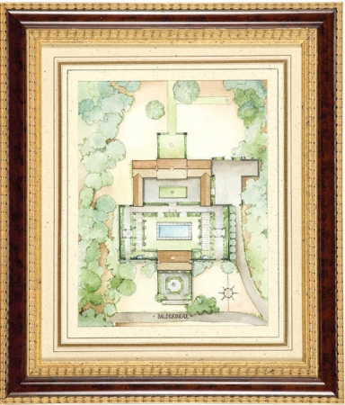 Lot image - James M. Steinmeyer Aerial View of Balderbrae Signed (lr) Watercolor 9 x 7 inches