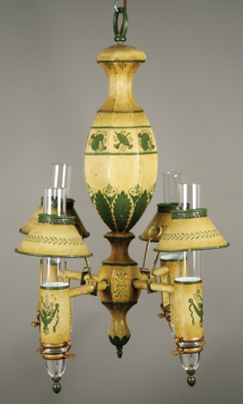 Lot image - English Painted Tole Four-Light Chandelier