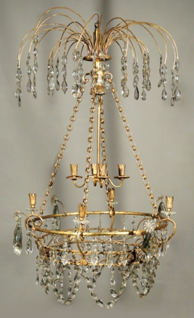 Lot image - Swedish Neoclassical Style Gilt-Bronze and Cut Glass Eight-Light Chandelier