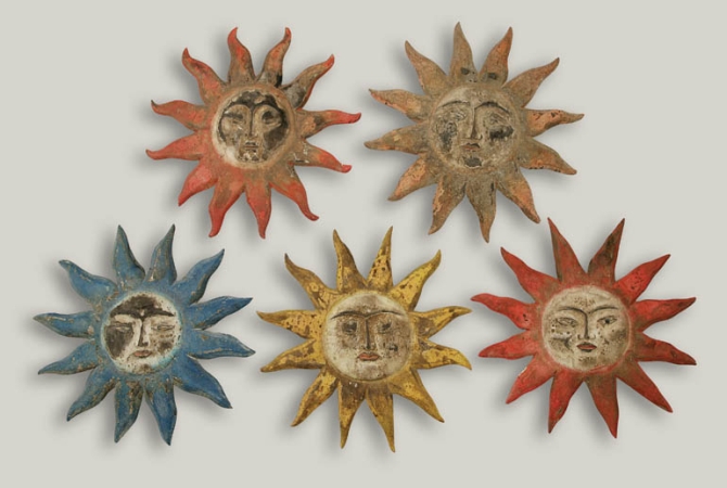 Lot image - Group of Five Balinese Painted Sunbursts