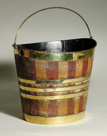 Lot image - Regency Style Brass and Painted Tole Peat Bucket