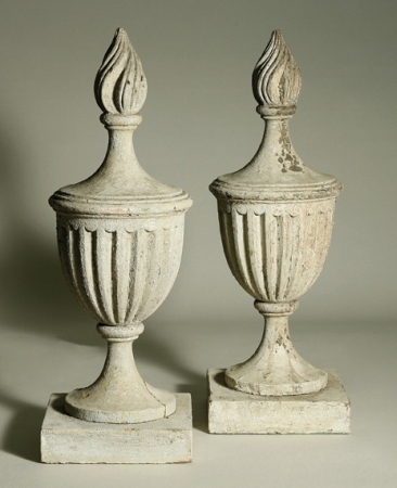 Lot image - Pair of Painted Flaming Urns