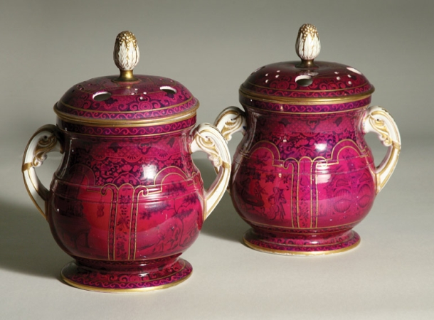 Lot image - Pair of Spode Porcelain Potpourris