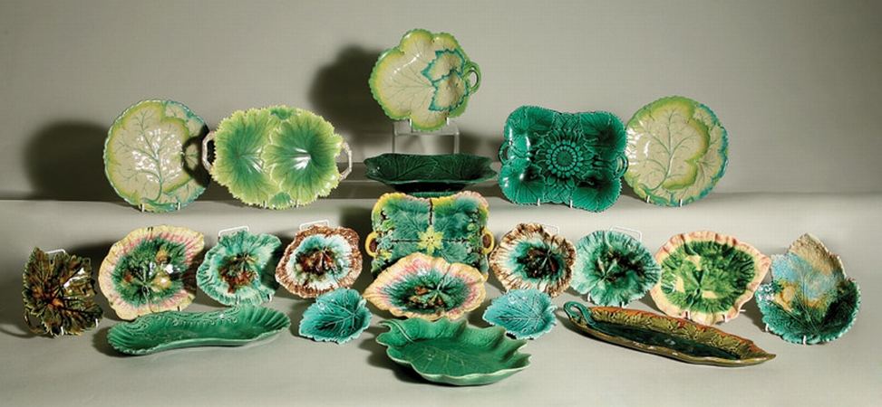 Lot image - Miscellaneous Group of Majolica Leaf-Form Plates, Dishes
