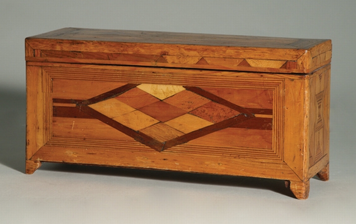 Lot image - Continental Provincial Fruitwood and Walnut Parquetry Box