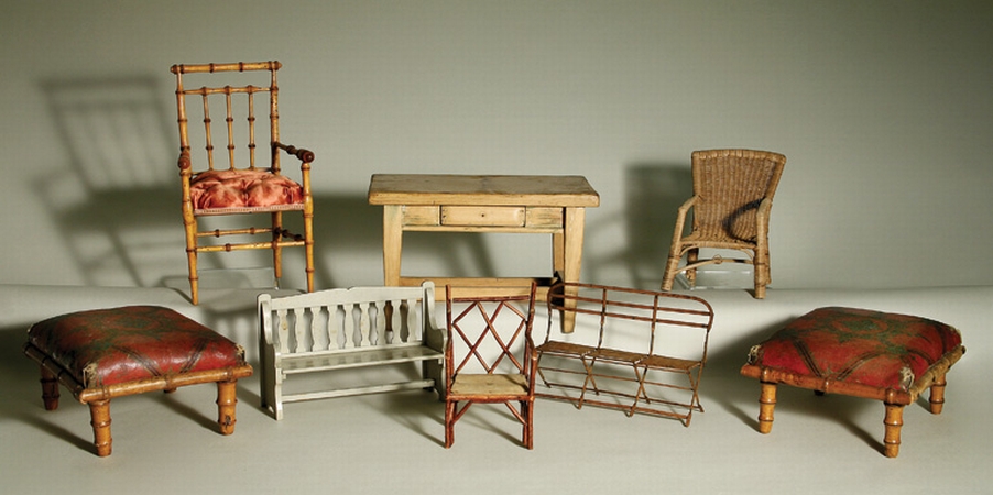 Lot image - Miscellaneous Group of Eight Miniature Furniture Articles