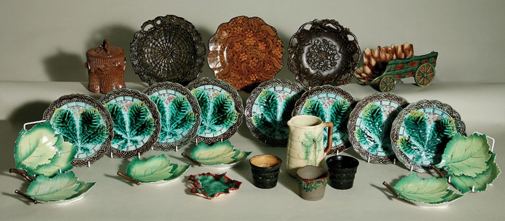 Lot image - Miscellaneous of Continental Majolica Plates and Table Articles