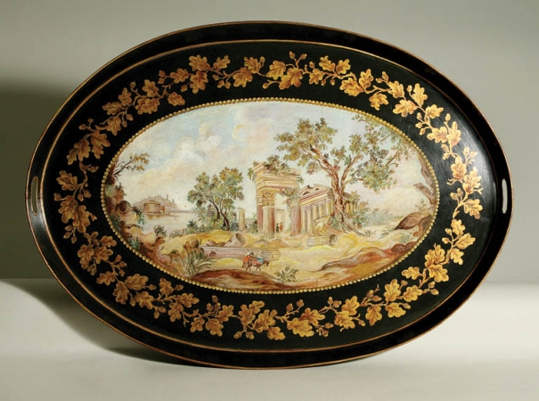 Lot image - Continental Painted Tole Tray