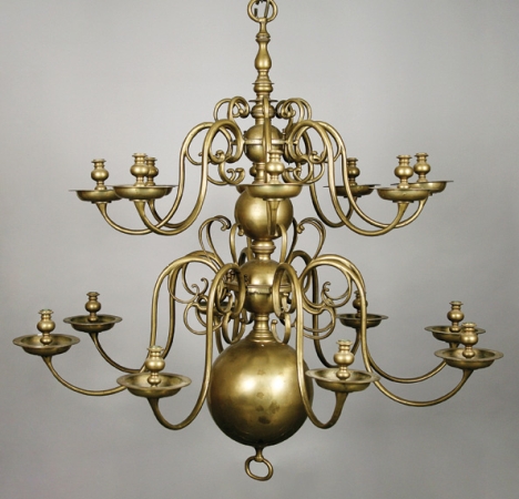 Lot image - Dutch Baroque Style Brass Sixteen-Light Chandelier