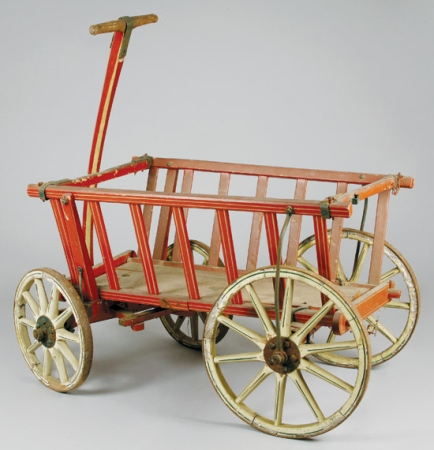 Lot image - Red Painted Wood Open Wagon