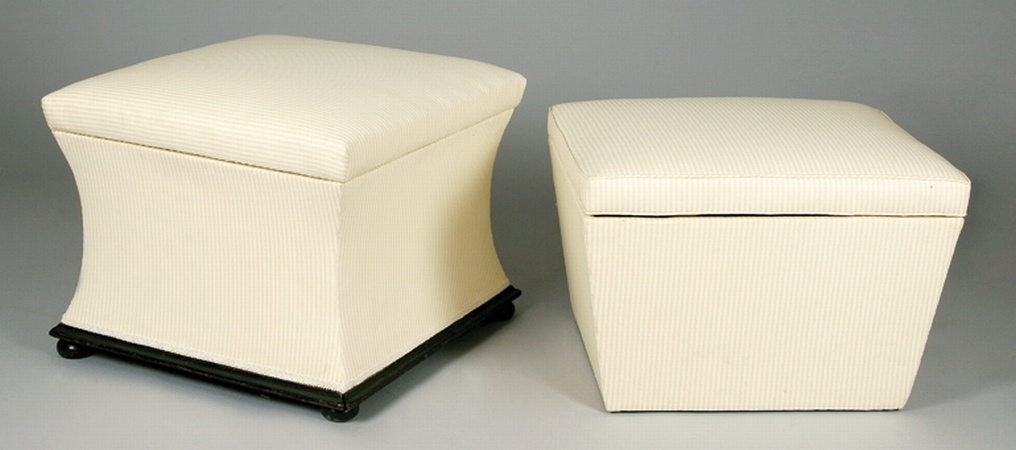 Lot image - Two Upholstered Hinged Ottomans