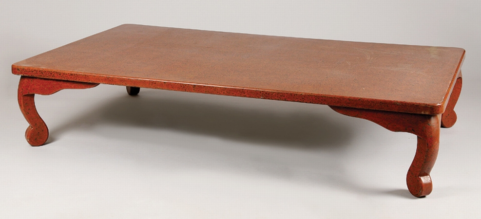 Lot image - Japanese Style Red Lacquered Low Table