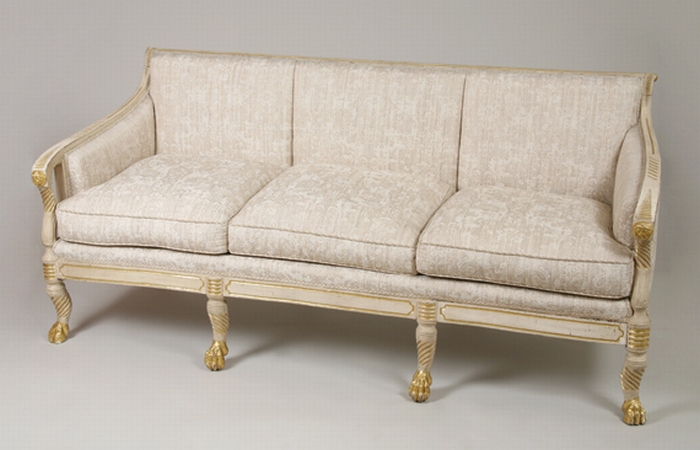 Lot image - Regency Style Cream Painted and Parcel Gilt Settee