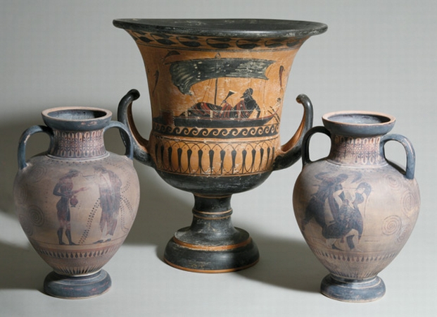 Lot image - Group of Three Greek Style Pottery Vases