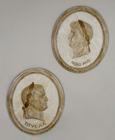 Lot image - Pair of Italian Painted Portrait Medallions