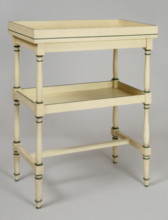 Lot image - Cream and Green Painted Two-Tier Tray Table