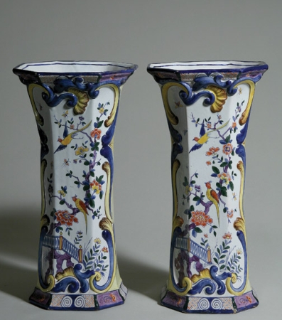 Lot image - Pair of Dutch Delft Flare Vases