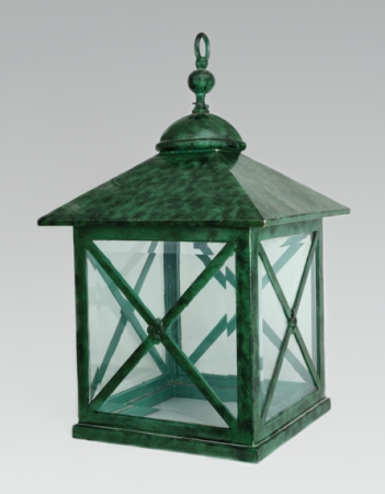 Lot image - Green Tole Hanging Lantern