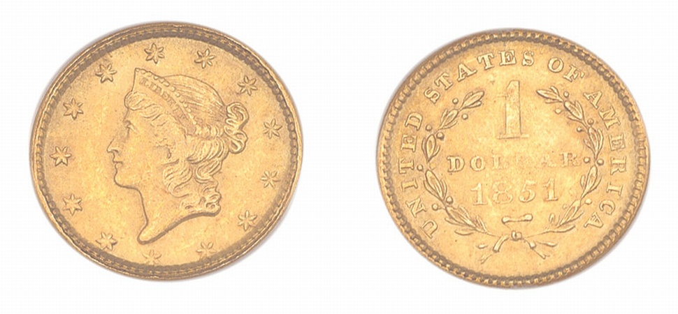 Lot image - 1851 $1 Liberty Head