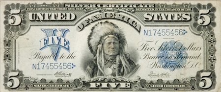 Lot image - 1899 $5 Indian Silver Certificate, Fr #280