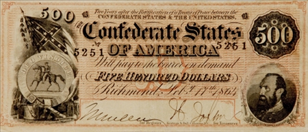 Lot image - Confederate States, $500 Note, Fr #CS-64