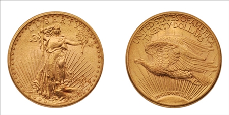 Lot image - 1914 D $20 St. Gaudens