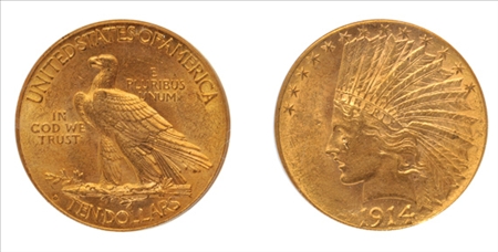 Lot image - 1914D $10 Indian