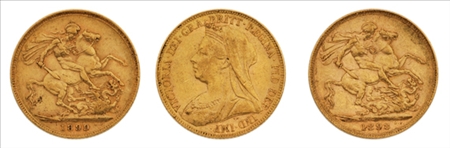 Lot image - Gold Sovereigns of Australia or Great Britain: 1893 to 1901