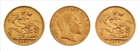 Lot image - Gold Sovereigns of Australia or Great Britain: 1902 to 1910