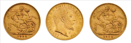 Lot image - Gold Sovereigns of Australia or Great Britain: 1902 to 1910