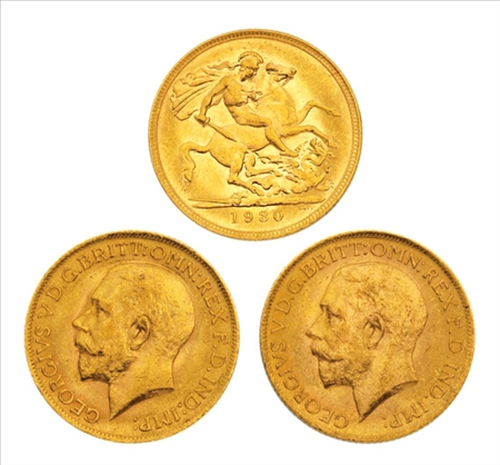 Lot image - Gold Sovereigns of Australia or Great Britain: 1911 to 1930