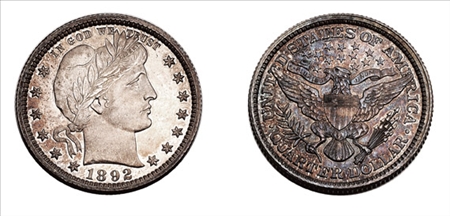 Lot image - 1892 Barber Quarter