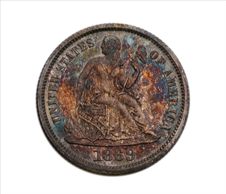 Lot image - 1869 Seated Dime