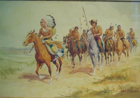 Lot image - Allen M. Dean American, 20th Century A Sioux War Party