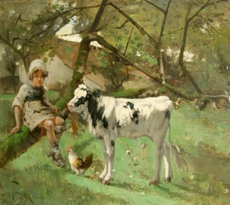 Lot image - Harry Ives Thompson American, 1840-1906 The Farmyard