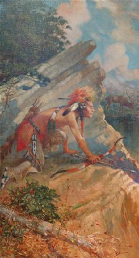 Lot image - Herbert M. Herget American, 1885-1950 Stalking the Elks