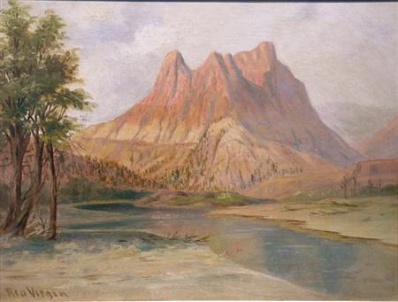 Lot image - George Martin Ottinger American, 1833-1918 Rio Virgin and the Bluffs