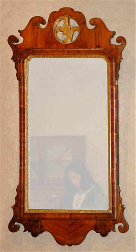 Lot image - George II/III Walnut and Parcel Gilt Mirror