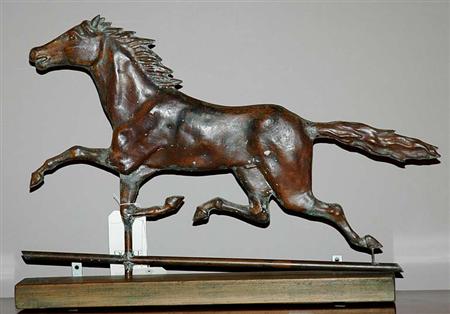 Lot image - Copper Hollow Body Running Horse Weathervane