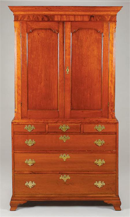 Lot image - Chippendale Cherry Linen Press