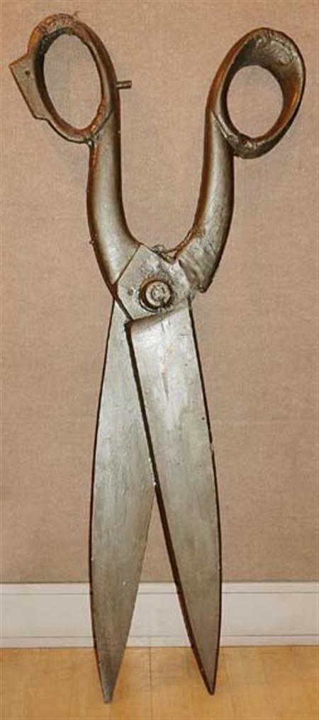 Lot image - Painted Wood Oversize Scissor-Form Trade Sign