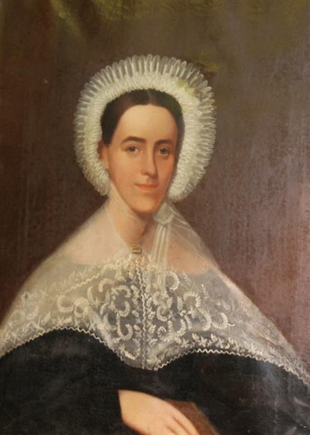 Lot image - American School 19th Century Portrait of a Man and Portrait of a Woman: Two