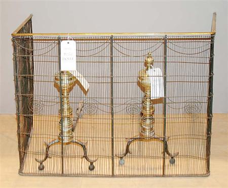 Lot image - Pair of Brass Knopped Andirons