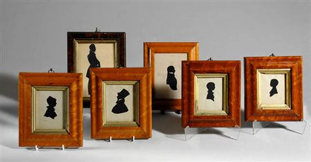 Lot image - Group of Five Silhouette Bust Portraits