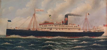 Lot image - American School Early 20th Century Steamship at Sea and The U.S.S. Henry R. Mallory: Two