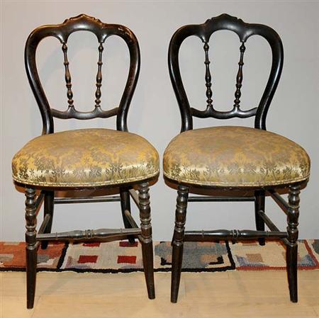 Lot image - Set of Six Painted and Upholstered Side Chairs