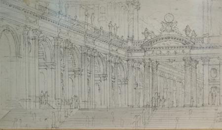 Lot image - Carl Schytz German, 1746-1800 Architectural Fantasy and (Verso) Antique Figures at Play