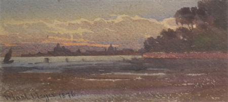 Lot image - Continental School 19th Century Views of Venice from Across the Lagoon: Two