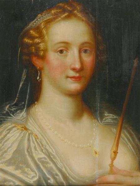 Lot image - Flemish School 16th Century Lady Holding a Scepter